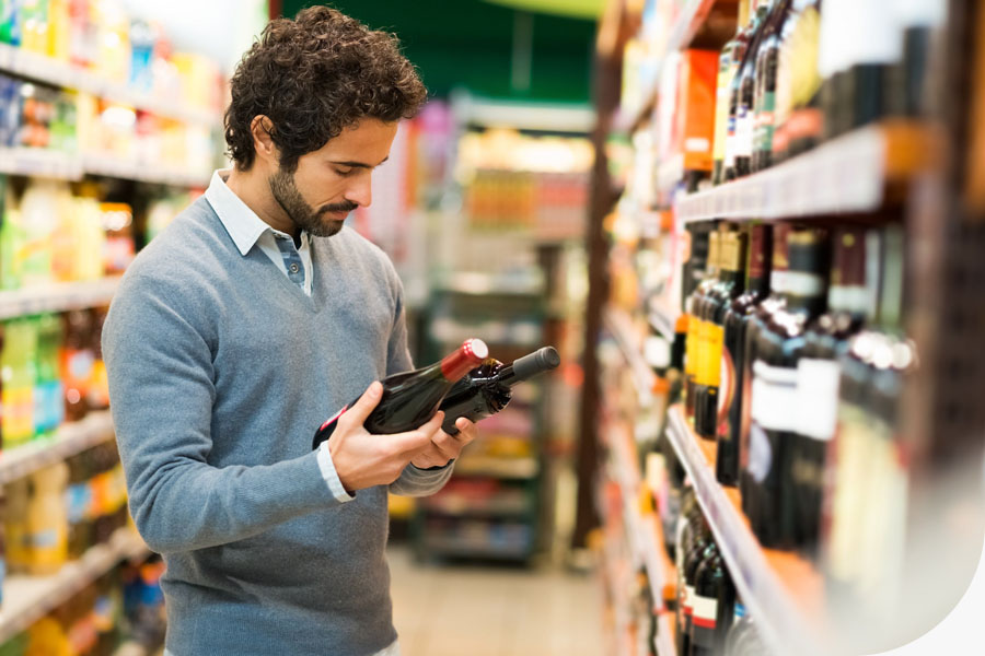 Productos líquidos para beber con etiqueta